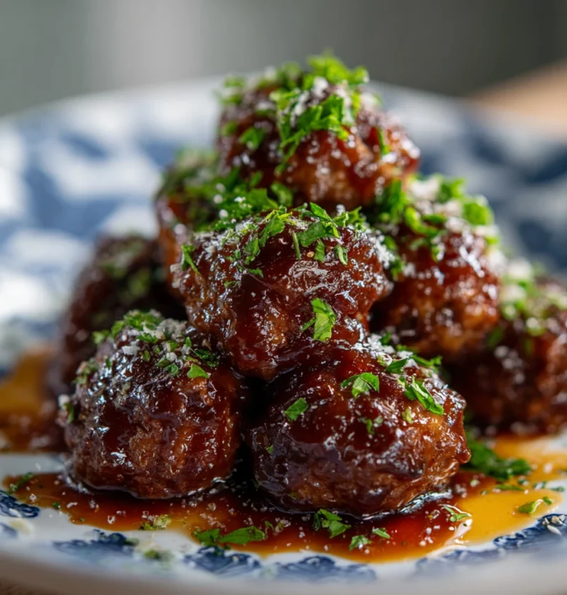 Whiskey Peach Bbq Meatballs