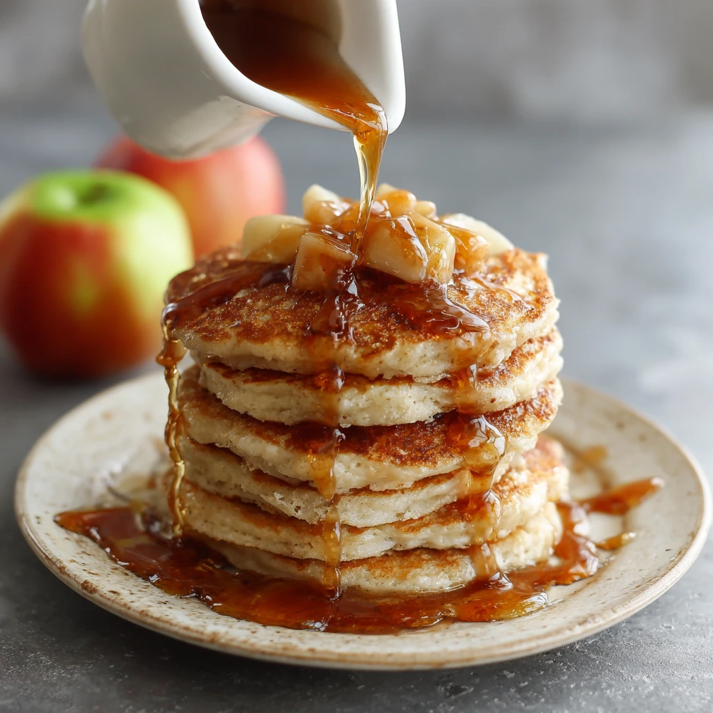 Apple Pie Pancakes with Vanilla Maple Syrup : Fluffy, Cozy and Fall-Inspired