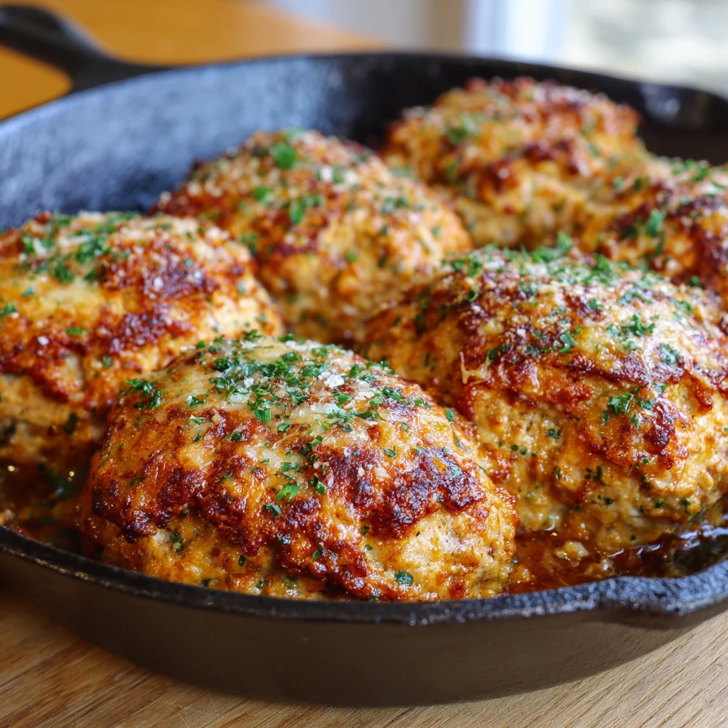 Cheesy Garlic Parmesan Chicken Meatloaves Recipe