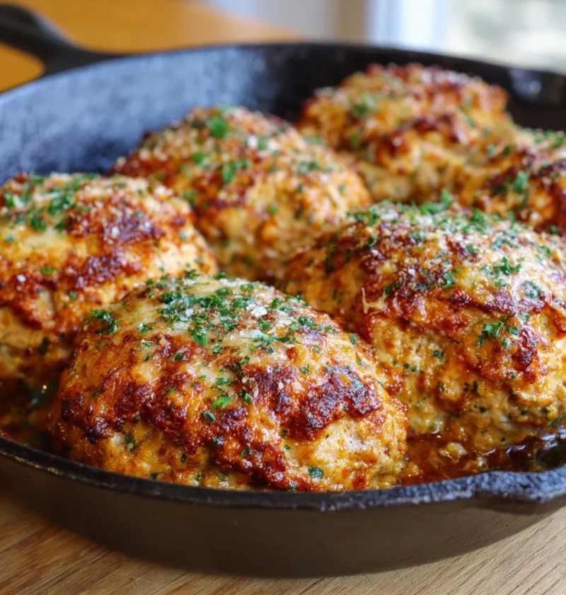 Cheesy Garlic Parmesan Chicken Meatloaves Recipe