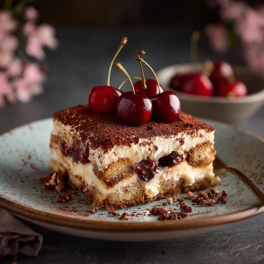 Cherry Amaretto Tiramisu : Elegant Dessert with a Fruity Twist