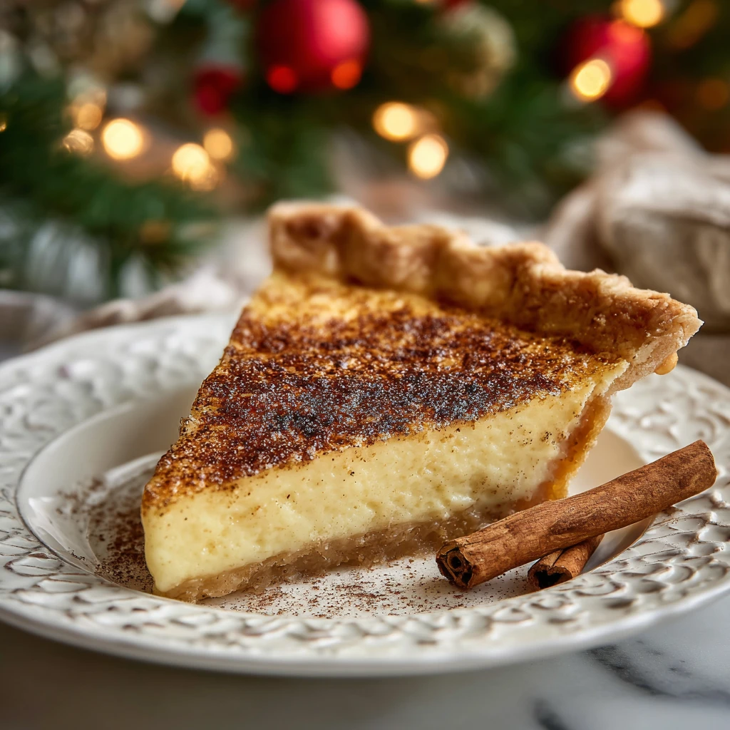 Christmas Eve Cinnamon-Vanilla Custard Pie - Creamy Holiday Dessert Magic