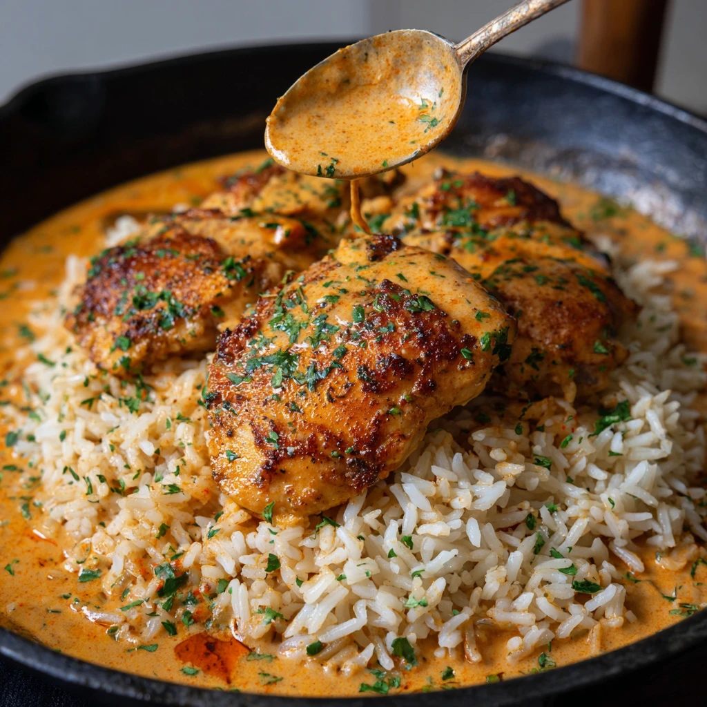 Creamy Paprika Chicken with Rice : Easy & Delicious