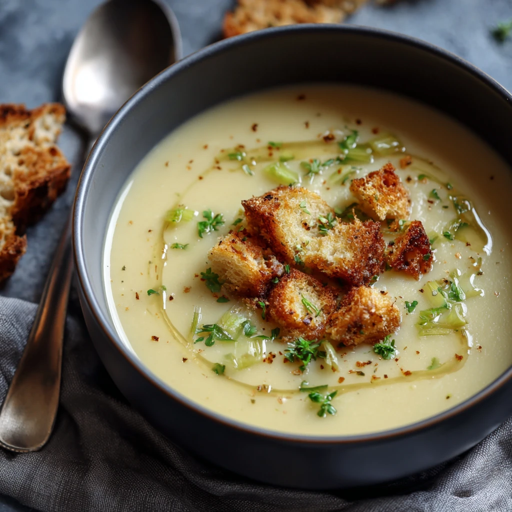 Creamy Potato Leek Soup : Vegan , Comfort and Healthy
