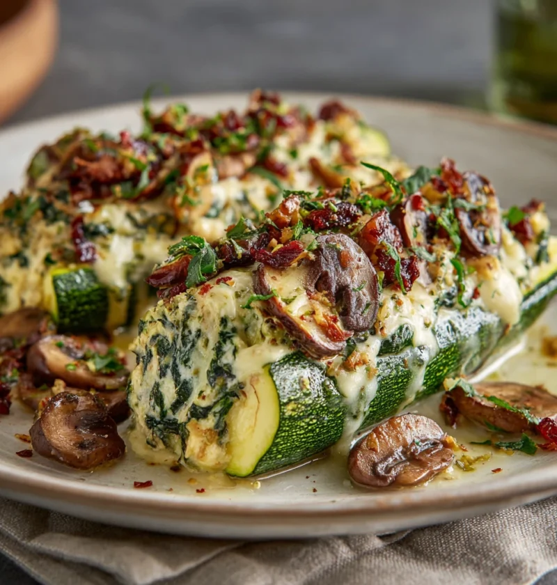 Creamy Ricottastuffed Zucchini Spinach Mushrooms