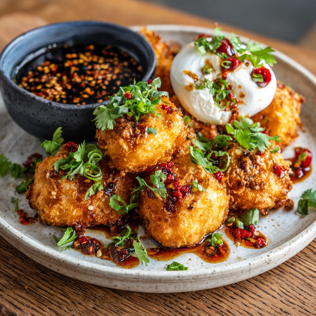 Crispy Fried Burrata with Spicy Dipping Sauce