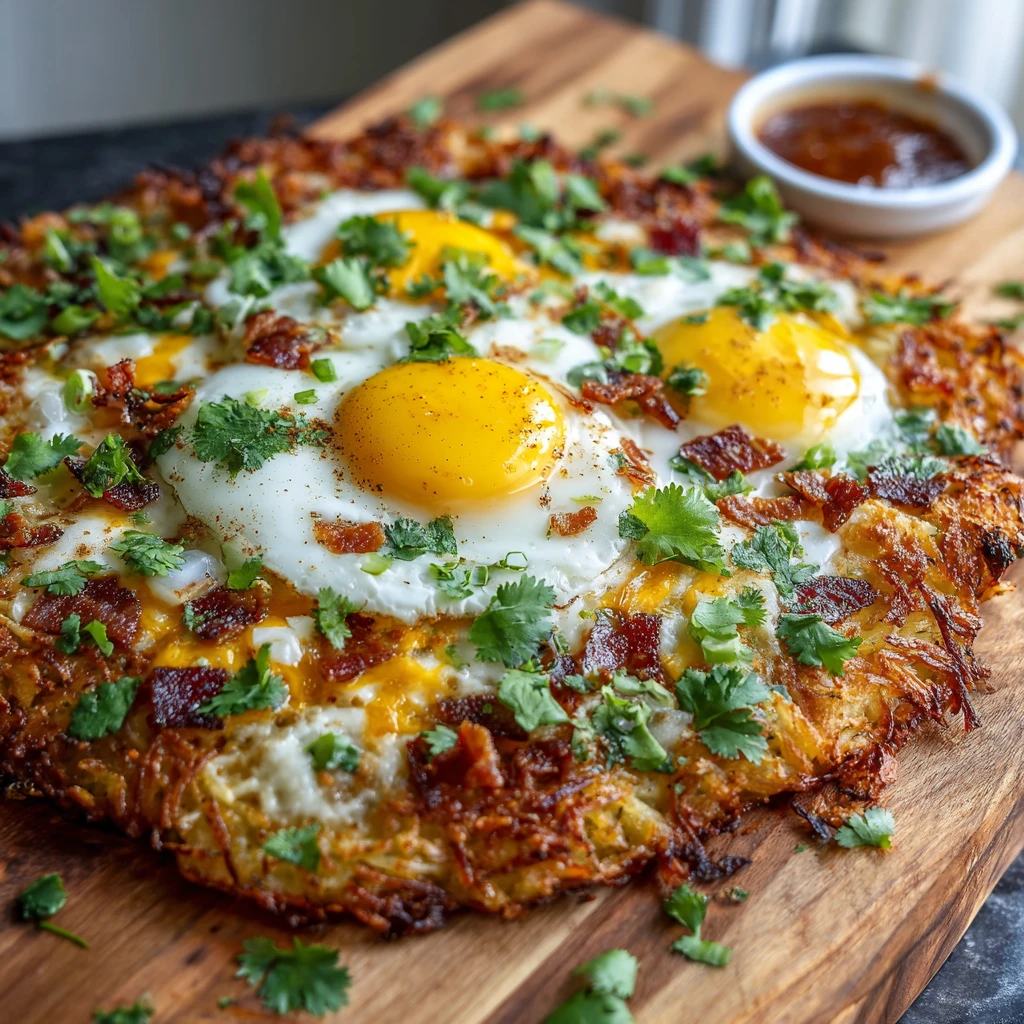 Crispy hash brown breakfast Pizza