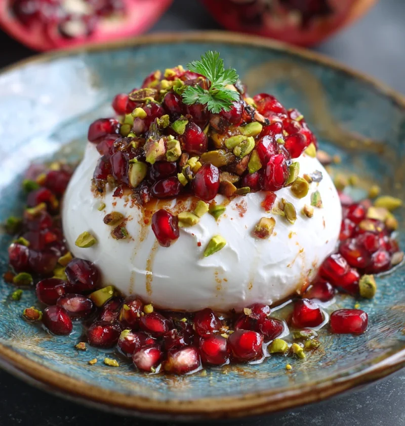 Festive Burrata Pomegranate Pistachio Elegant Holiday Appetizer