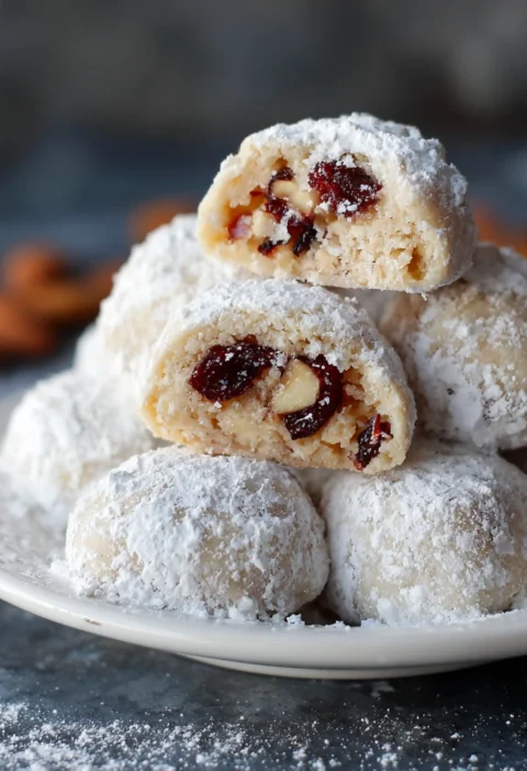 Festive Holiday Treats Filled Almond Snowball Cookies