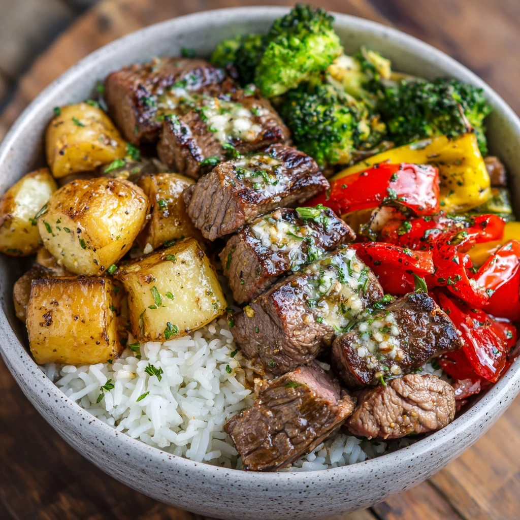 Garlic Butter Steak Bowl with Veggies : You Have To Try This
