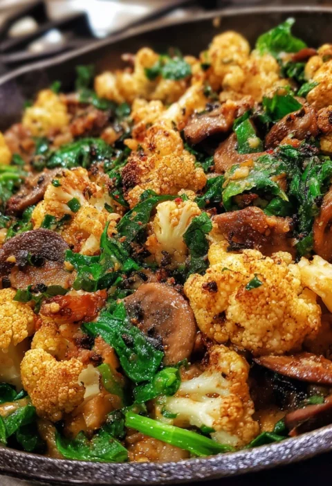 Garlic Cauliflower Mushroom Skillet Delicious Dish