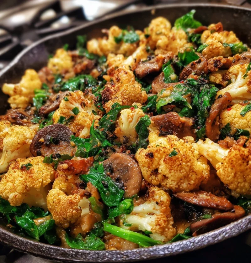 Garlic Cauliflower Mushroom Skillet Delicious Dish