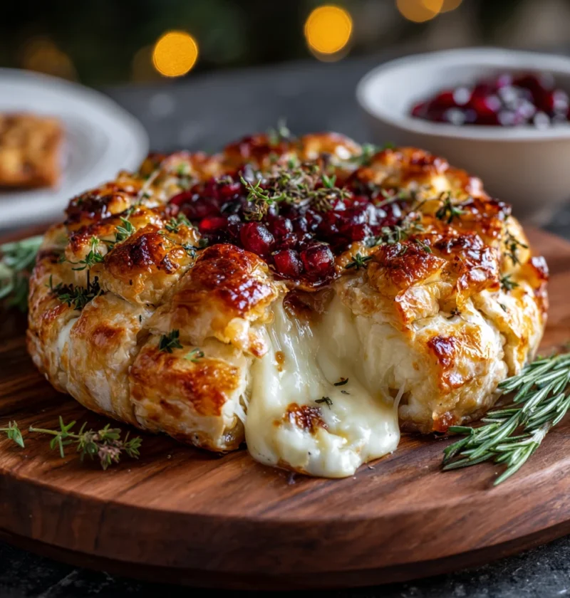 Holiday Cheesy Baked Brie Wreath