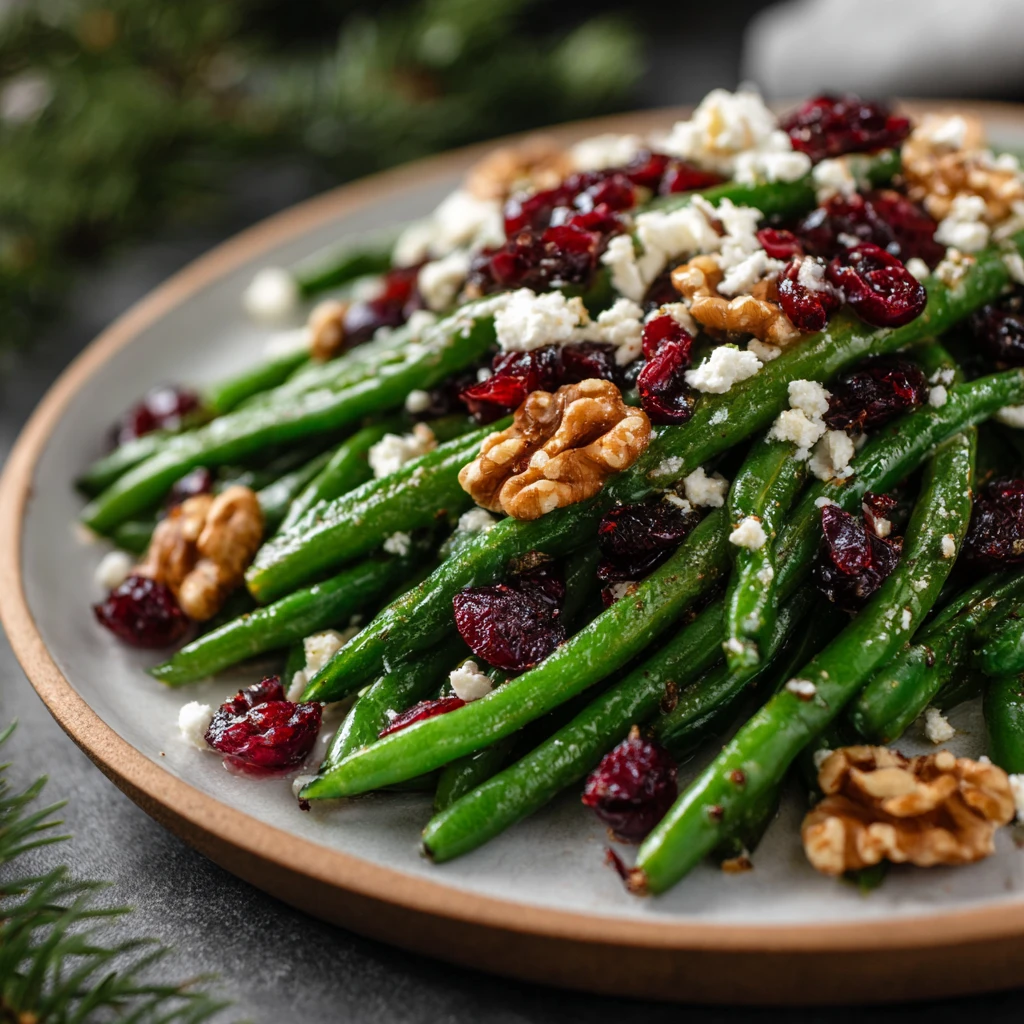 Holiday Green Bean Salad with Feta, Cranberries & Walnuts