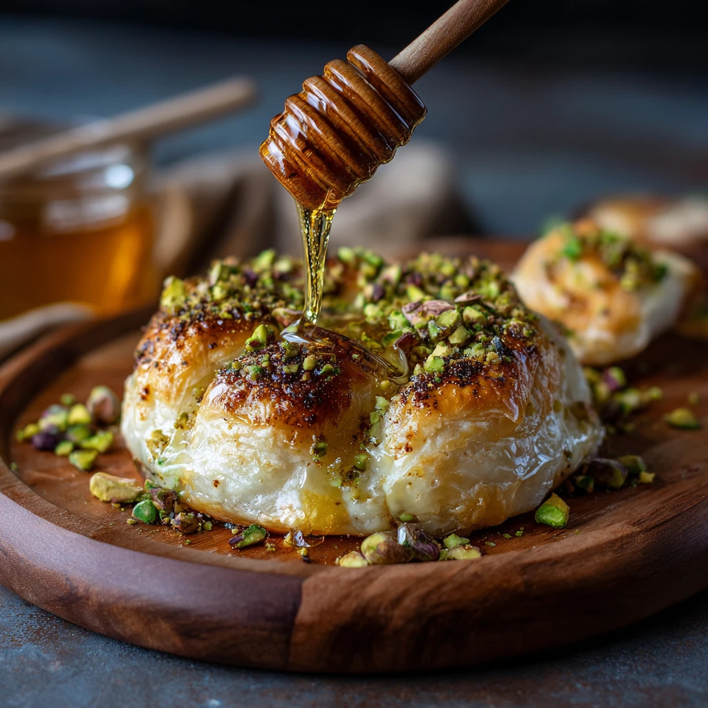 Honey Pistachio Baked Brie Puff Pastry