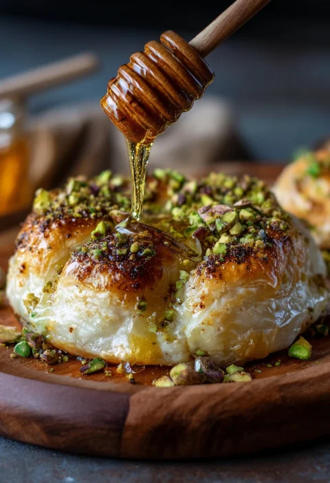 Honey Pistachio Baked Brie Puff Pastry