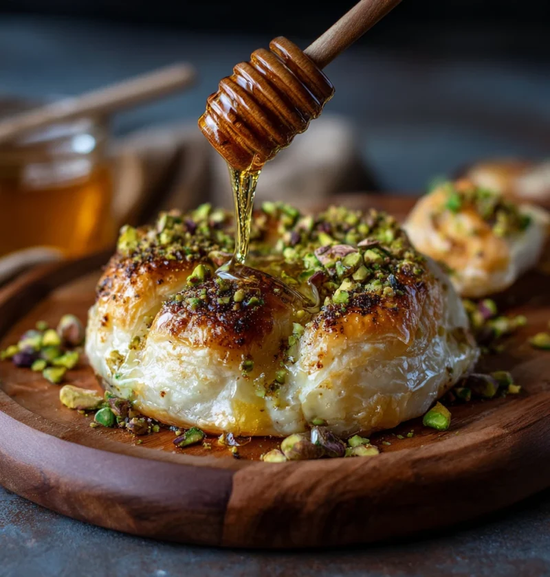 Honey Pistachio Baked Brie Puff Pastry