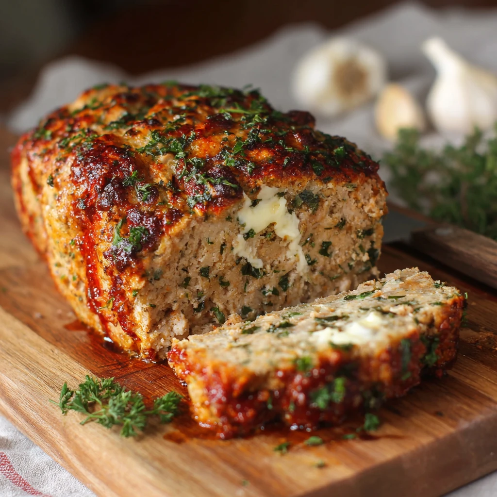 Juicy Garlic Parmesan Chicken Meatloaf : Rich & Delicious
