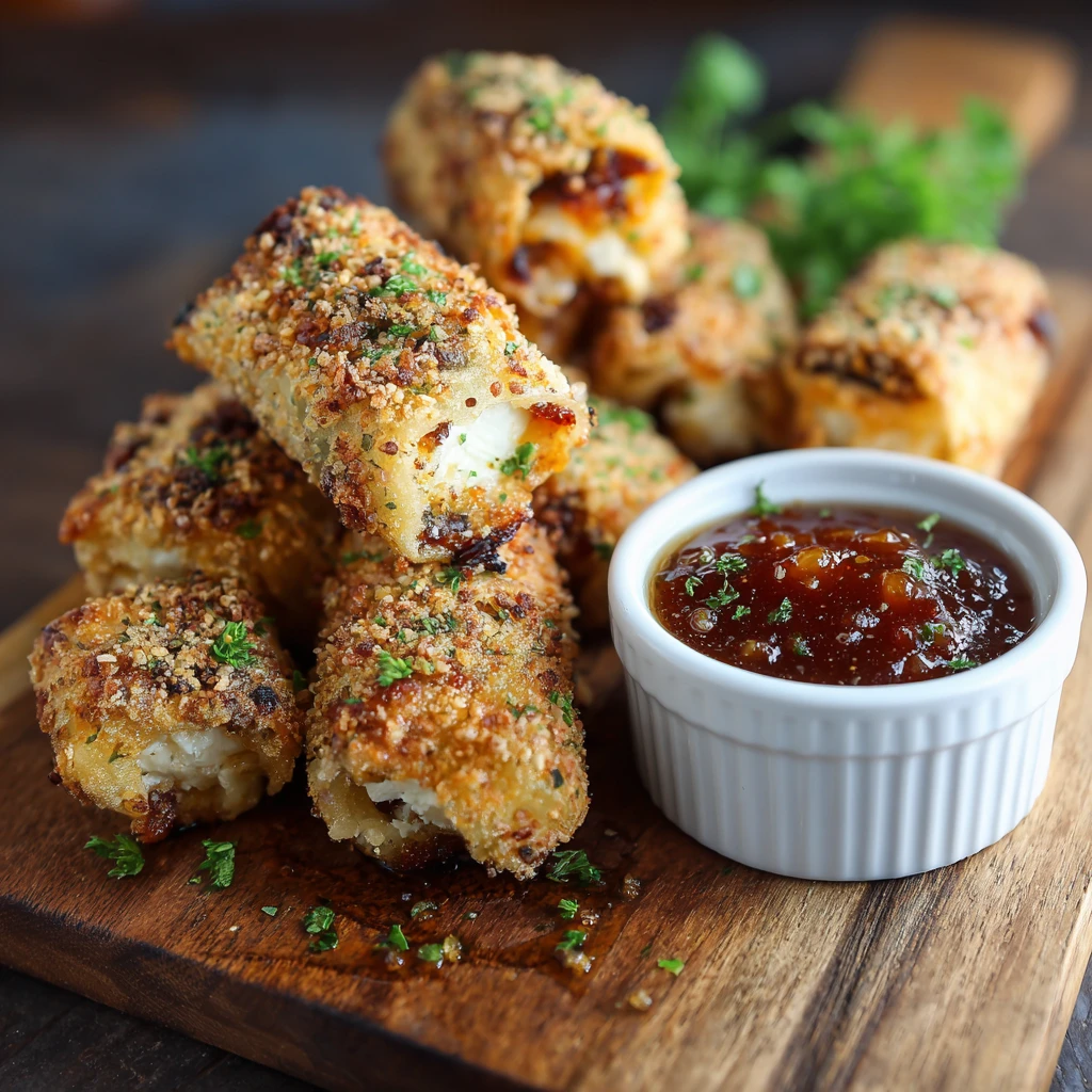 Oven-Fried Feta Rolls with Spicy Chili Honey : Easy Snack