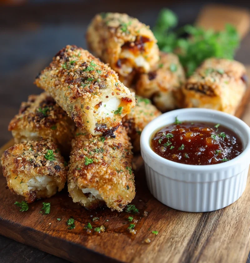 Ovenfried Feta Rolls Spicy Chili Honey Snack