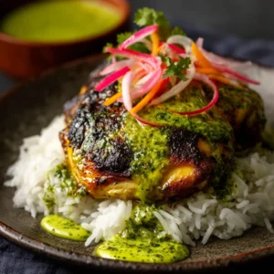 Peruvian Chicken and Rice with Green Sauce Rocks