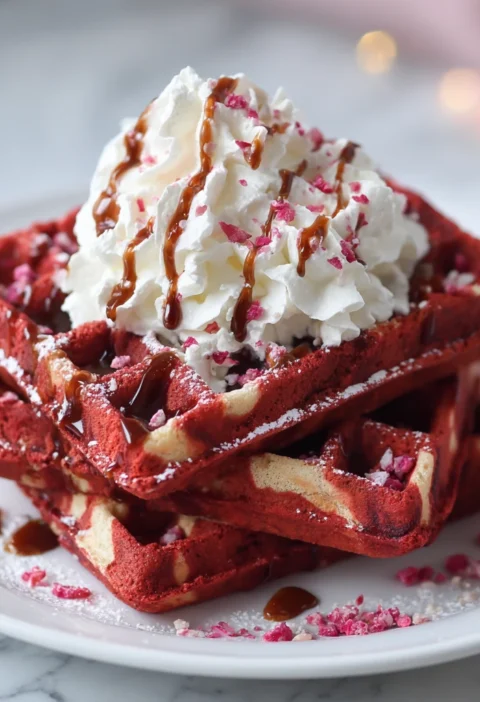 Red Velvet Marble Waffles Delightful Breakfast Treat