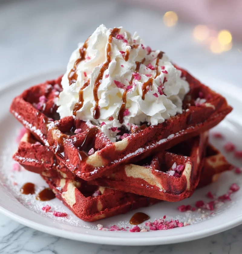 Red Velvet Marble Waffles Delightful Breakfast Treat