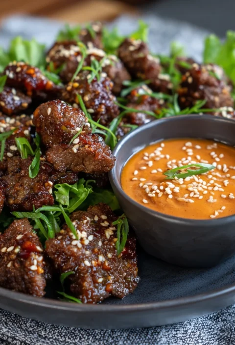Spicy Korean Beef Bites Gochujang Dipping Sauce