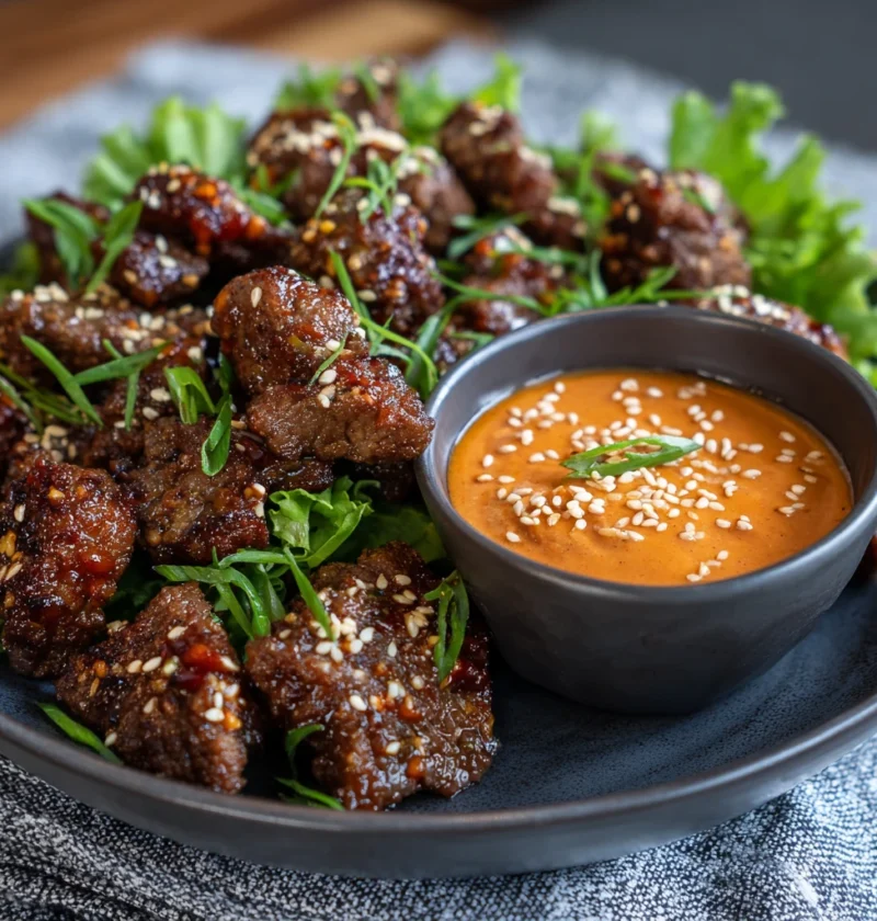 Spicy Korean Beef Bites Gochujang Dipping Sauce