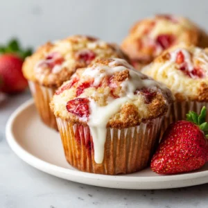 Strawberry Cream Cheese Muffins with Creamy Delight