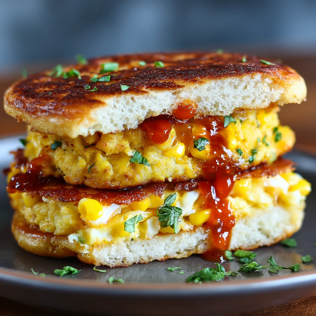 Sweet Corn Fritter Breakfast Sandwiches