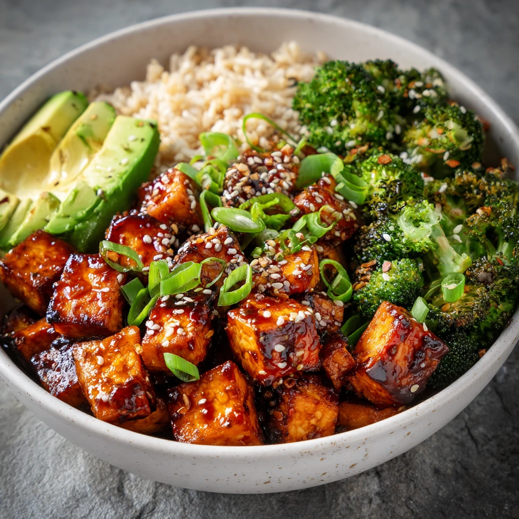 Teriyaki Tofu Bowl With Brown Rice