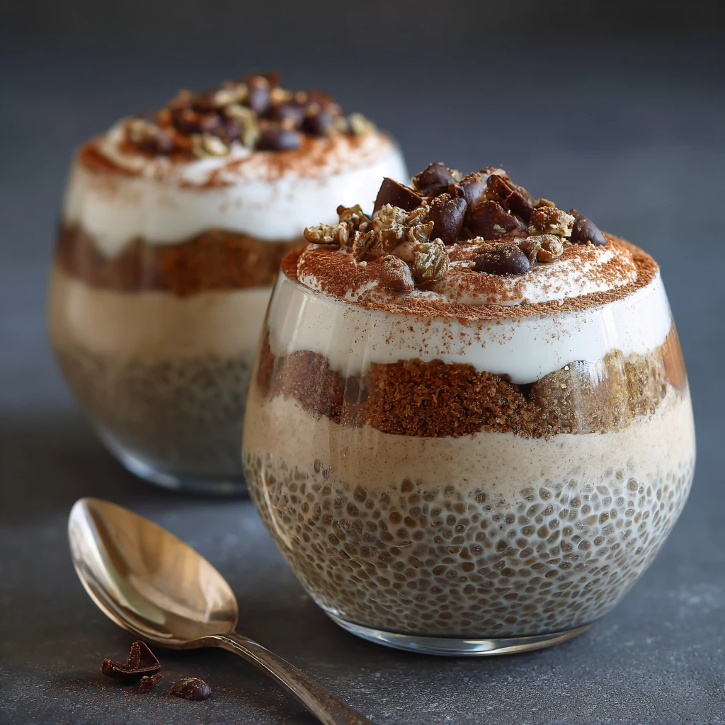 Tiramisu Chia Pudding With Greek Yogurt : Protein High fiber