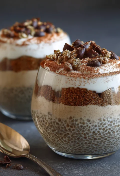 Tiramisu Chia Pudding Greek Yogurt Protein High Fiber
