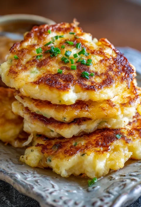 Cheesy Leftover Mashed Potato Pancakes