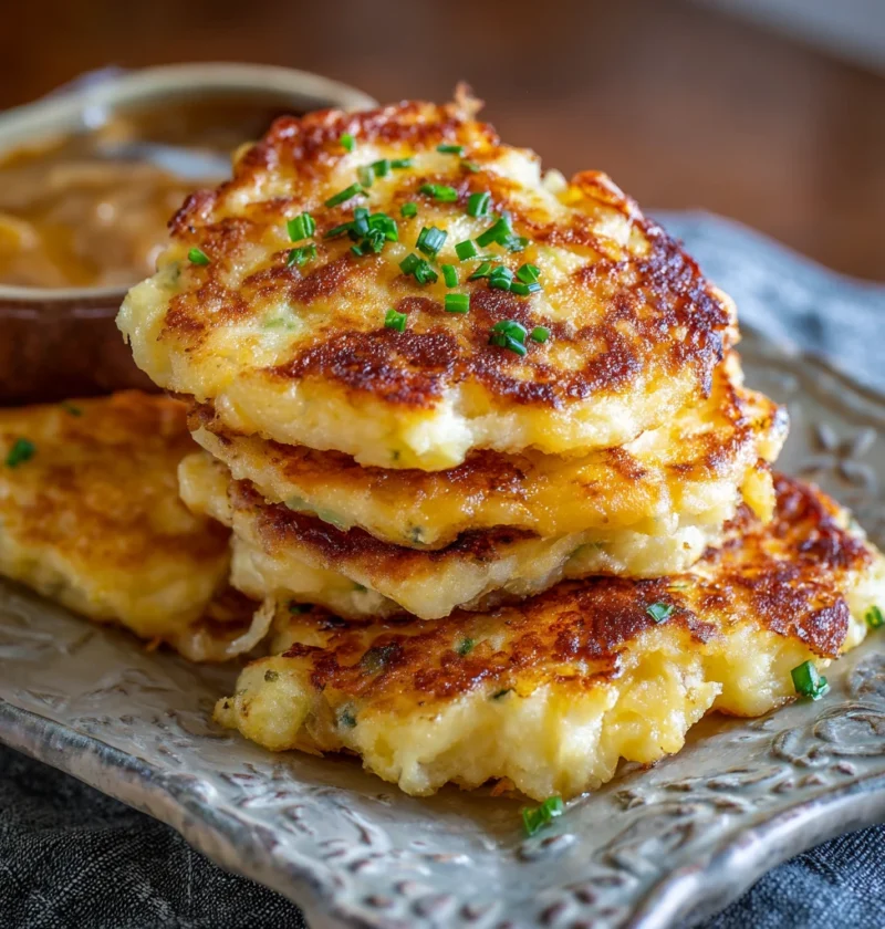 Cheesy Leftover Mashed Potato Pancakes