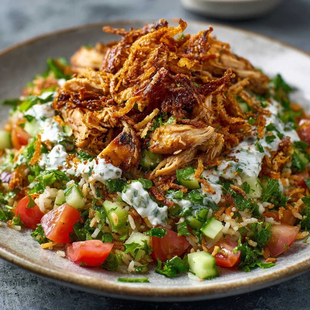 Chicken Shawarma Crispy Rice Salad : Easy Dinner Recipe
