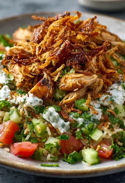 Chicken Shawarma Crispy Rice Salad Dinner Recipe