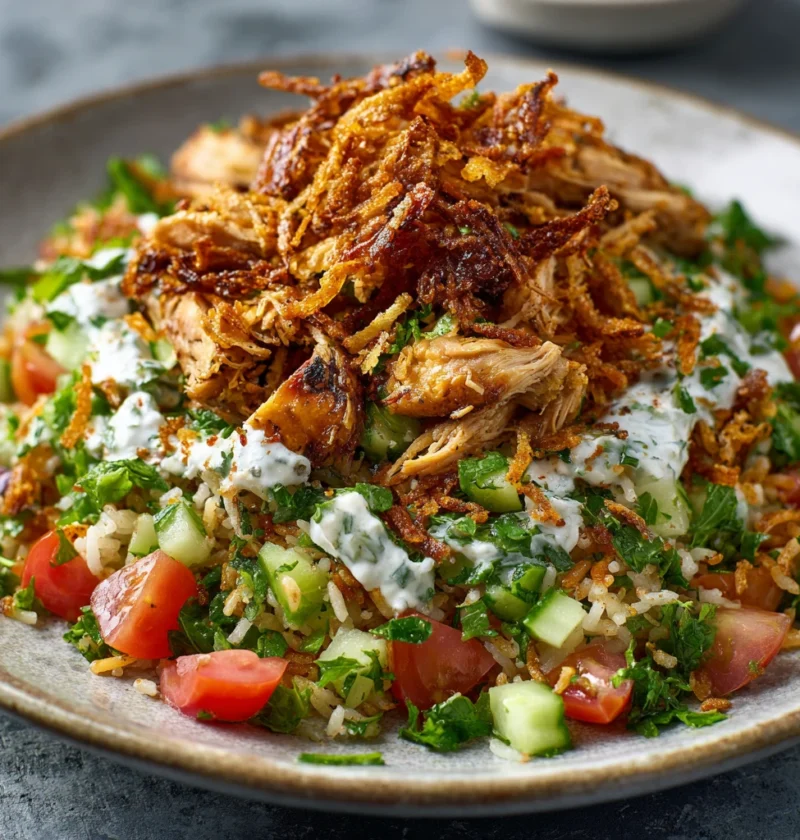 Chicken Shawarma Crispy Rice Salad Dinner Recipe