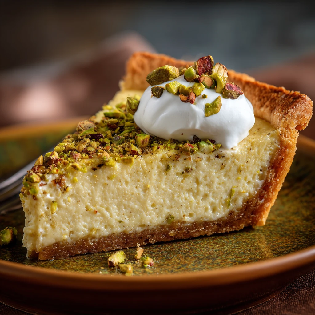 Creamy Baked Pistachio Custard Pie