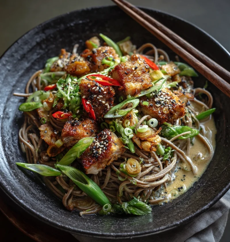 Creamy Miso Soba Noodles Fried Pork Perfect Weeknight
