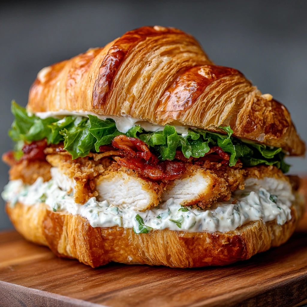 Crispy Chicken Caesar Croissant Sandwich : Bite Into Deliciousness