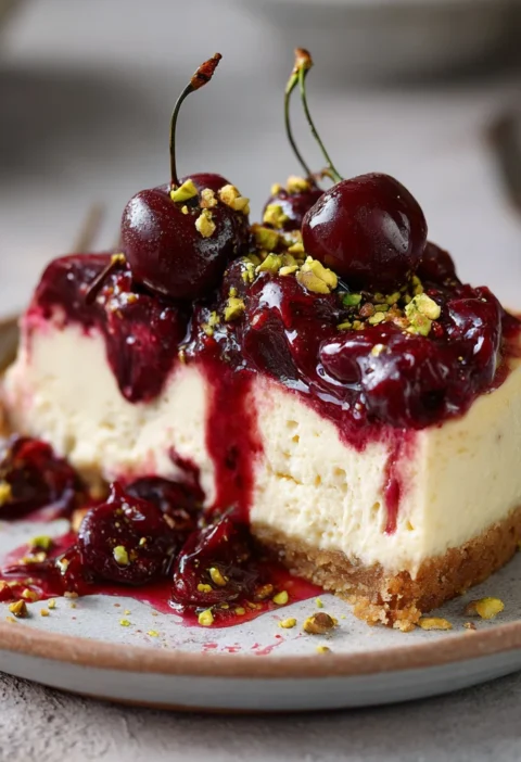 Cherry Pistachio Cheesecake