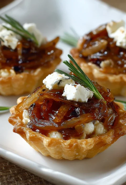 Elegant Appetizer Caramelized Onion Goat Cheese Tarts
