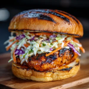 Grilled Buffalo Chicken Burger with Grinder Slaw : Perfect for BBQs Day
