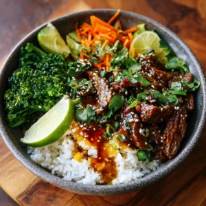 Honey Soy Beef Rice Bowls with Zesty Ginger Lime Sauce