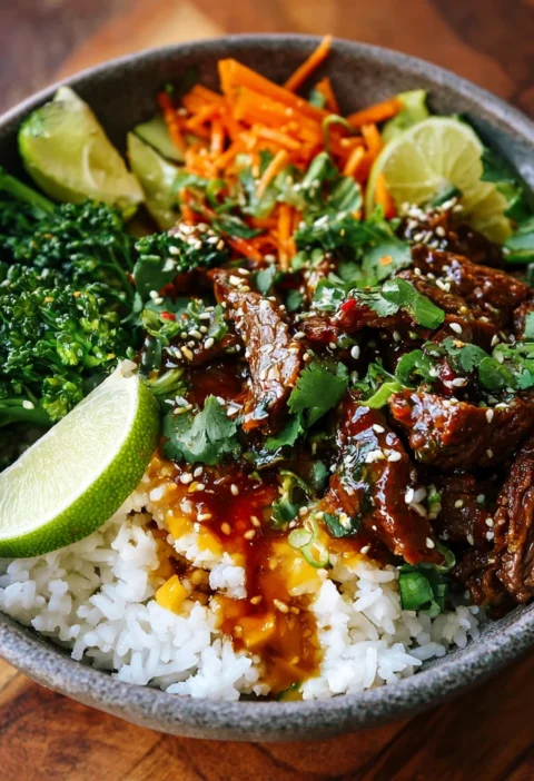 Honey Soy Beef Rice Bowls Zesty Ginger Lime