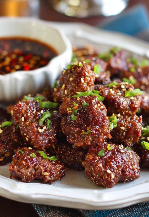 Spicy Korean Beef Bites Gochujang Dipping Sauce