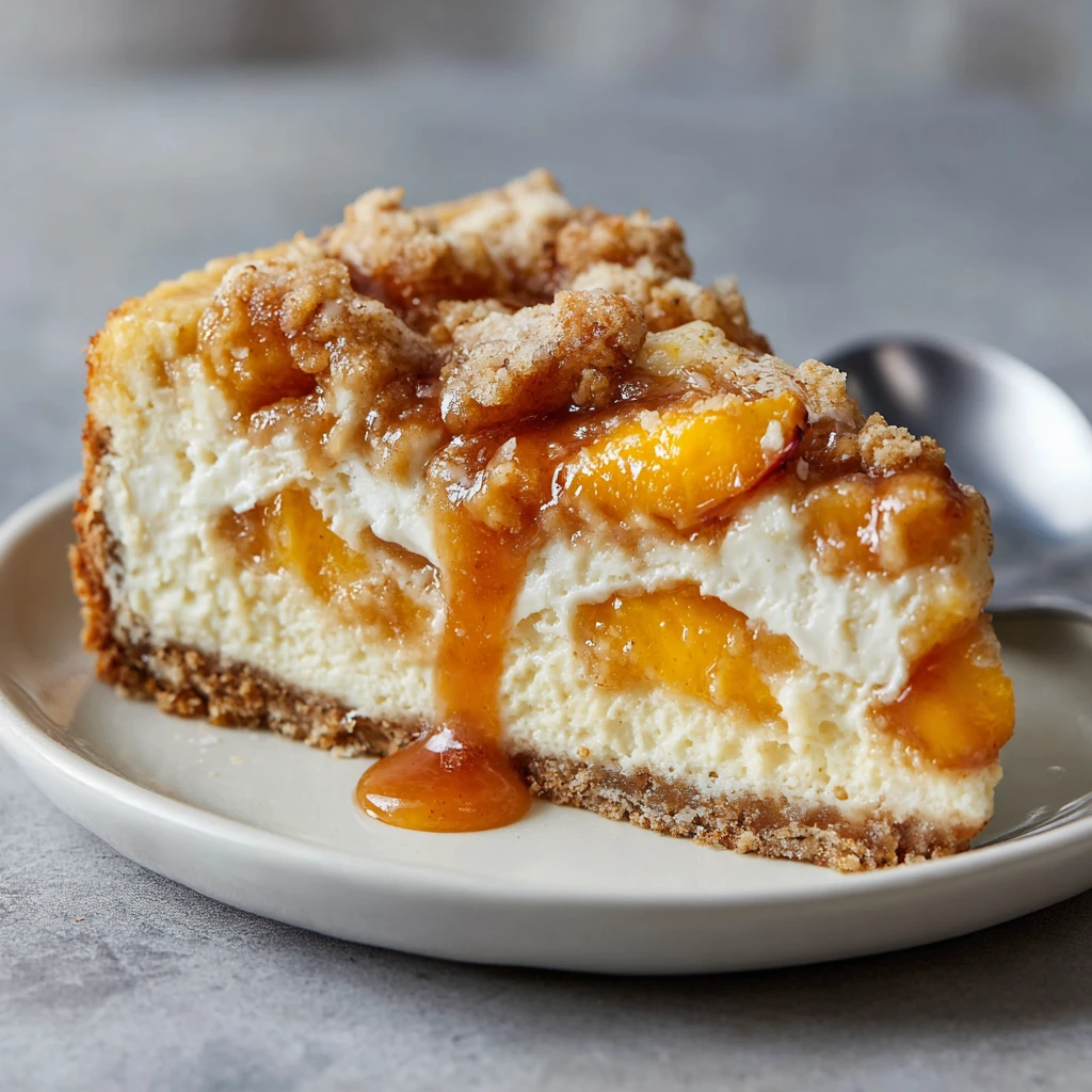 Sweet Peach Cobbler Meets Creamy Cheesecake : Dessert Heaven