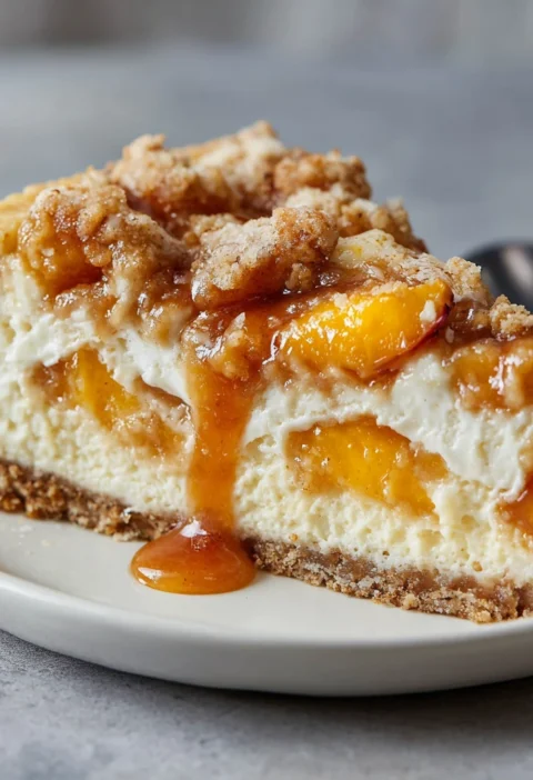 Sweet Peach Cobbler Meets Creamy Cheesecake Dessert Heaven